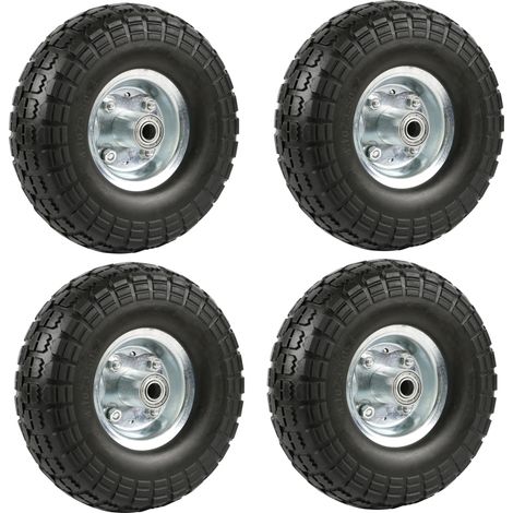 Yaheetech Lot de 4pcs Roue Increvable Remorque pour Diable Brouette Chariot Jante en Acier 255 mm