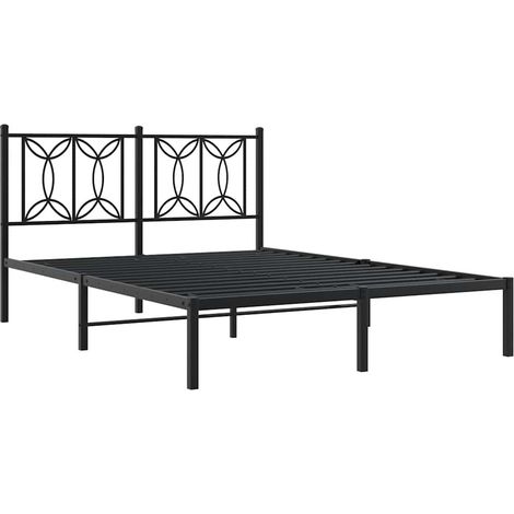 Bettgestell mit Kopfteil Metall Schwarz 140x190 cm vidaXL (1/5)