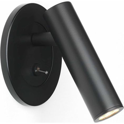 Lampe de lecture encastrée avec interrupteur, spot mural LED 3W, 3000K Noir, Éclairage d'accentuation for tableau, tête de lit, éclairage mural for chambre à coucher ou chambre d'hôtel