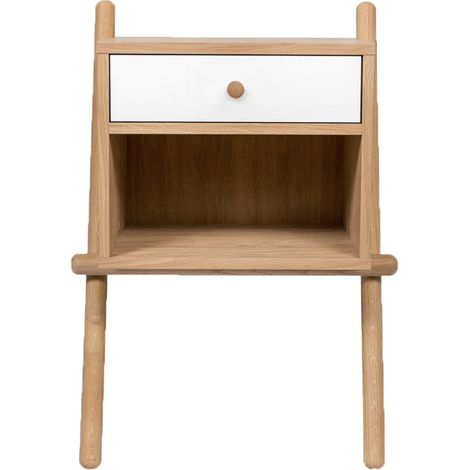 Table de Chevet Murale 1 Tiroir "Wiru" 70cm Chêne & Blanc (1/2)