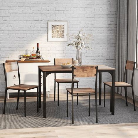 Ensemble table et chaises salle à manger 110x70, finition vintage marron Table à manger, design compact, surface facile d'entretien (1/5)