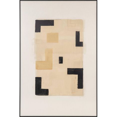 Toile murale vortex beige formes sculpturales modernes - Beige sable et noir contrasté (1/5)