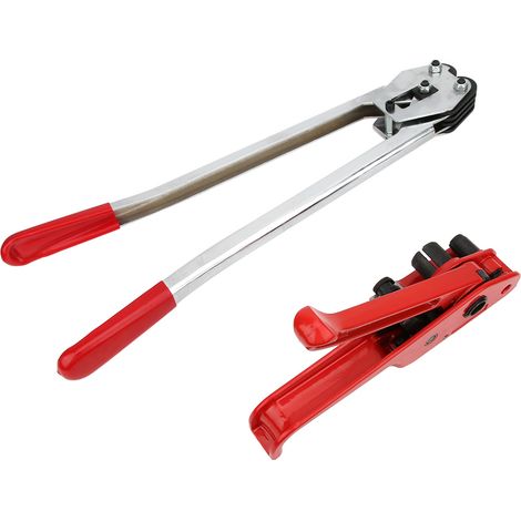 Outil de cerclage manuel en PP/PET, Machine d'emballage rouge, ensemble pour sangles de 12 à 19mm, rouge, 2 pièces/ensemble (1/5)