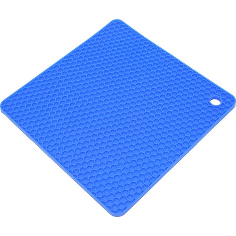 Tapis de protection thermique antidérapant pour bol à cire, forme carrée épaisse en silicone, couleur bleu foncé (1/5)