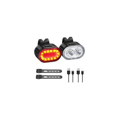 Projecteur Vélo LED Rechargeable USB, Étanche IP65, Éclairage Avant Arrière Puissant pour VTT et Route, Sécurité Nocturne (1/4)