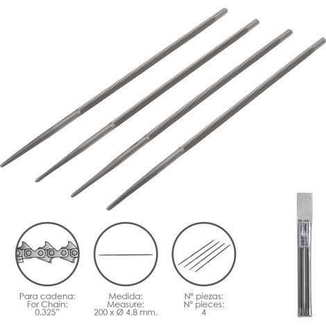 Limas Cadena Motosierra 200 x Ø 4.8 mm. 0.325" (Pack 4 Piezas)