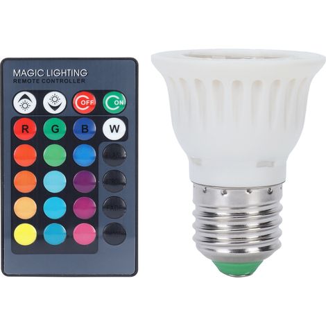 RGBW-LED-Lampe mit 16 Farben und Fernbedienung, E27, 85–265 V (1/5)