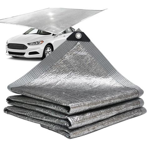 Toile d'ombrage Aluminet réfléchissante avec œillets, protection solaire jusqu'à 99 %, HDPE respirant, bords renforcés, 3 x 3 m, argent (1/5)