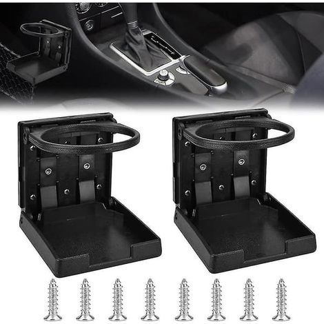 Lot de 2 porte-gobelets pliables pour voiture avec vis, porte-gobelet pour bateau, porte-gobelet en plastique, porte-canette pour voiture avec boucle, porte-boisson, noir pour bouteille de voiture (1/5)
