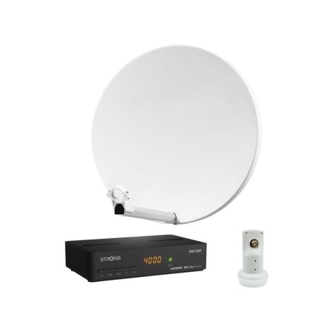 Pack HDSAT Parabole Satellite Fibre Composite Blanche 60cm + LNB Single + Décodeur Satellite ASTRA HD + Carte (1/5)