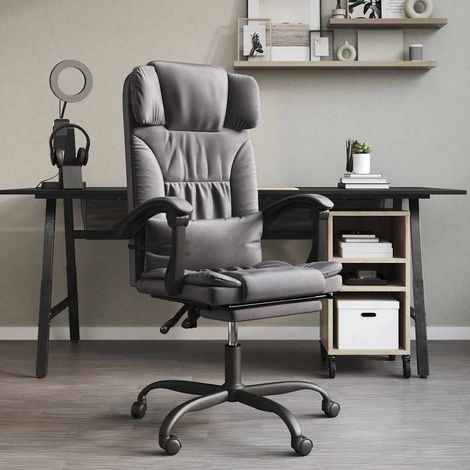 vidaXL Silla de oficina reclinable cuero sintético gris (1/5)