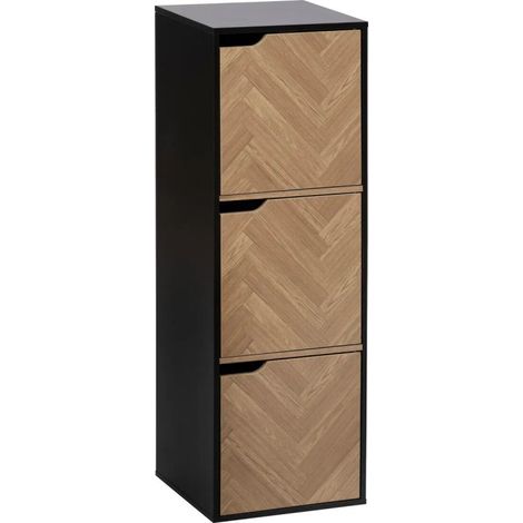 5Five Simply Smart – Étagère mix'n'door 3 cases effet bois et noir 34,4x32cm – Panneaux de particules – Style moderne pour salon, bureau ou chambre (1/3)