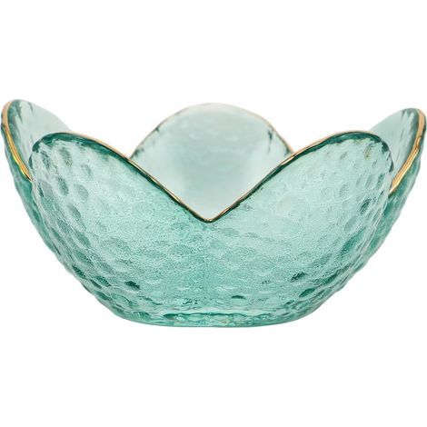 Kleiner, grüner Schmuckhalter aus Glas in Blumenform für Ringe und Ohrringe, elegantes und vielseitiges Design, zur Dekoration von Schlafzimmer oder Büro (1/5)