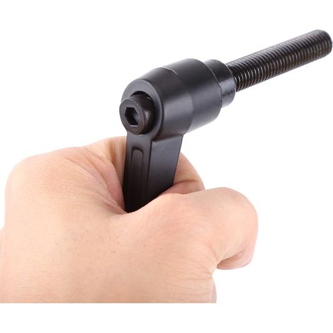 Poignée de serrage noire réglable, levier de verrouillage à vis mâle filetée M10x40, poignée de blocage métallique avec tige filetée, manette de fixation orientable pour machines et équipements, 1 piè (1/2)