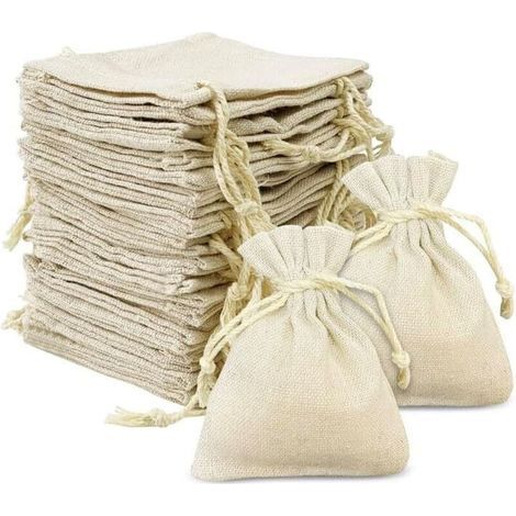 24 petits sacs en tissu (10 x 12 cm) avec cordon de serrage, sacs en lin réutilisables, sacs en tissu pour mariages, fêtes, bijoux, bonbons (1/5)