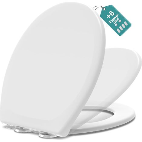 Ovale Abattant Wc avec Frein de Chute, Lunette de Toilette Blanc, Lunette WC Clipsable, Abattant Toilette Famille, Abattants WC Soft Close, Siège Toilette Démontable Facile à Installer. (1/5)