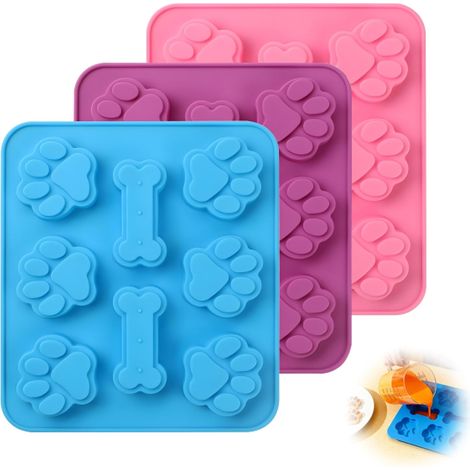 Moules en Silicone en Forme de Patte Chien, 3 Pcs Moule en Siliconepour Chocolat, Bonbons, Glaçons, Gelée, Friandises pour Chiens, Moules Antiadhésifs en Silicone de Qualité Alimentaire (1/5)