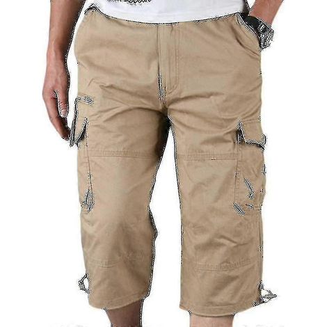 Short cargo 3/4 pour homme, taille élastique, kaki. (1/2)