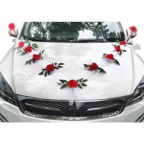 Décoration de Voiture - Mariage - Kit Tulle et Ruban - Blanc et Rose - Élégant et Romantique (1/5)