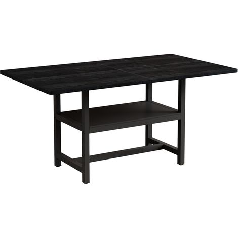 Mesa de comedor rectangular negra de estilo industrial 160 x 90 x 76 cm con estante inferior (1/5)