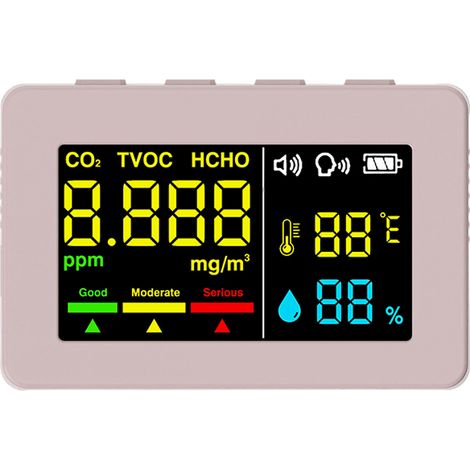 Capteur électrochimique formaldéhyde, détecteur qualité d’air HCHO TVOC CO2, testeur température et humidité haute précision, fonction alarme vocale,de DEBUNS