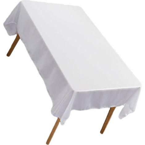 Nappe rectangulaire blanche en polyester 145 x 305 cm pour salle à manger, mariage, banquet, hôtel (1/5)