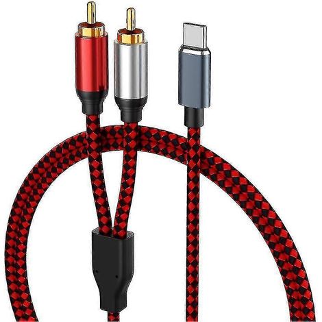 Câble audio USB Type-C vers 2 RCA - Câble RCA Type-C, ligne audio USB-C pour home cinéma, amplificateur, DVD, TV (1/5)
