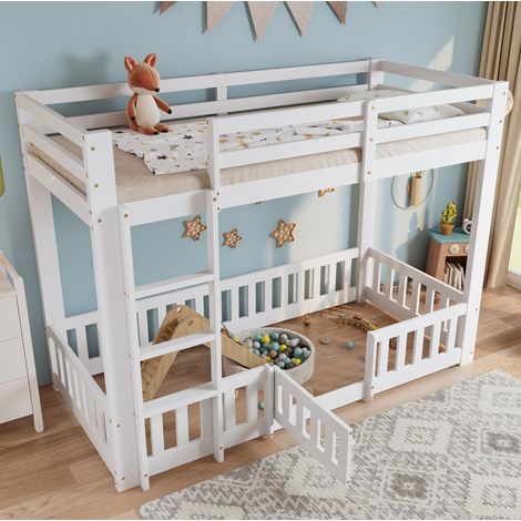 letto struttura 90x200 con scala angolare porta bianco OKMYHOME (1/5)
