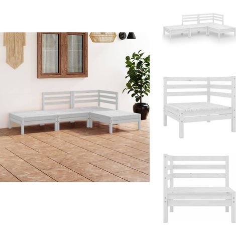 Salon de jardin 4 pcs blanc bois de pin massif - Salon De Jardin - Mobilier De Jardin - Set De Salon De Jardin - Meubles En Bois - Bois De Pin (1/5)