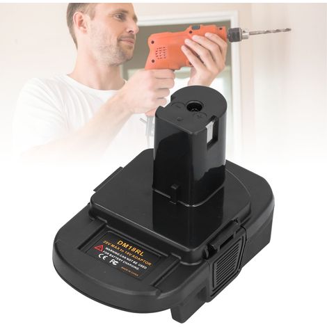 DM18RL Akkuadapter für Milwaukee DCB200, DCB203, DCB205, DCB206 und M18 in Schwarz (ABS/PC) (1/5)