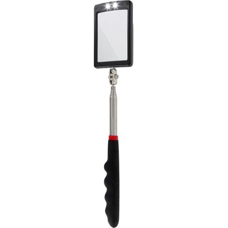Miroir télescopique à LED ultra fin - Batterie incluse - Très clair - Extensible jusqu'à 88 cm - Double rotule - Poignée antidérapante (1/2)