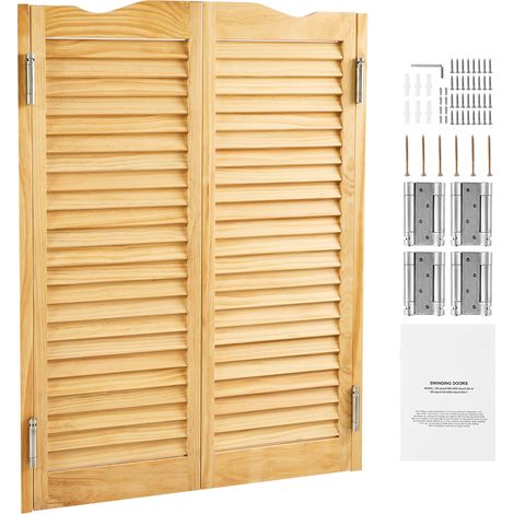 Mophorn Puertas Batientes para Cafetería, Puerta Interior de Doble Acción con Arco Superior 907 x 28 x 1060 mm de Madera de Pino con Bisagras y Herrajes para Pasillo, Cocina, Bar, Acabado en Madera