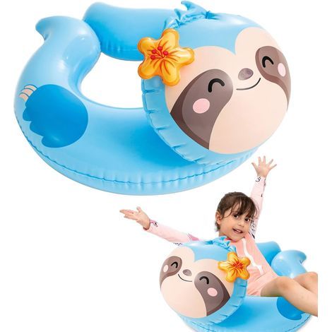 Articles de piscine gonflables pour enfants de 2 à 6 ans, bouée en caoutchouc en forme de raton laveur de 55 cm (21½"), jouet de piscine pour enfants, bouée avec queue pour garçons et filles en été (1/5)