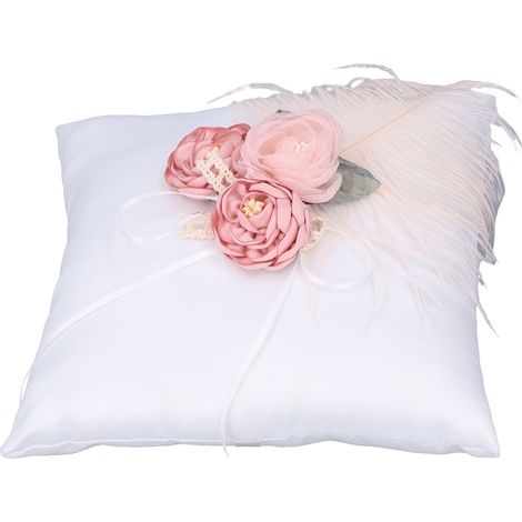 Coussin de mariage en tissu pour alliance, coussin de cérémonie romantique, décoration nuptiale (1/5)