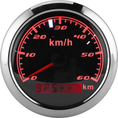 Compteur de vitesse GPS 85 mm pour 60 km/h, étanche IP67, type universel, convient aux navires, yachts, voitures et motos, cadran noir. (1/5)