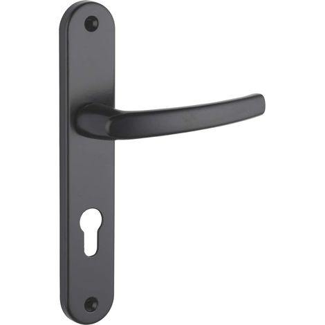 Ensemble de poignées de porte d'entrée - alliage de zinc moulé sous pression - type pratique - trou de cylindre de serrure - distance du Centre 190mm - finition noire - noir