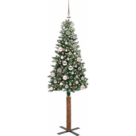 Sapin de Noël，Arbre de Noël mince avec 150 LED Vert et blanc 150 cm CFW64734 (1/5)