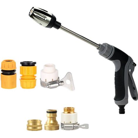 Pistolet nettoyeur haute pression pour lavage auto - Modes mousse et jet 3 en 1 avec réservoir de 400 ml - Portée de 6 à 10 mètres pour jardin et voiture - 1 pièce - Argent (1/5)