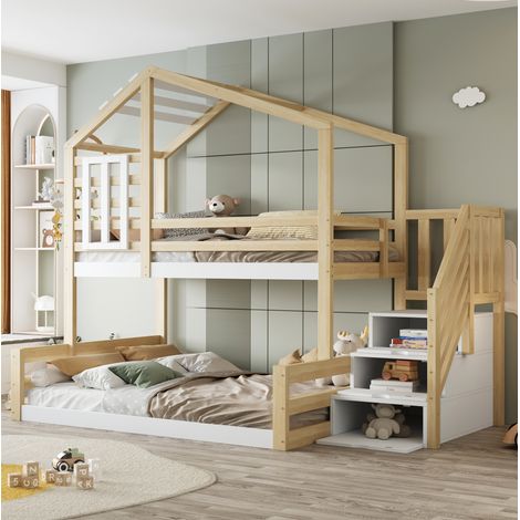 Cama litera infantil con almacenaje y ventana natural OKMYHOME (1/5)