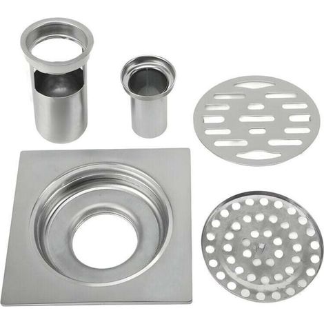 Scarico doccia quadrato in acciaio inox da 4,3" - Anti-intasamento - Impermeabile, inodore, compatibile con tubi da 50/75 mm per bagno e lavanderia