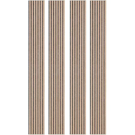 Lot de 4 Panneau tasseaux bois 250 x 30 x 1,9 cm - Décor chêne / Feutrine grise - 3M²