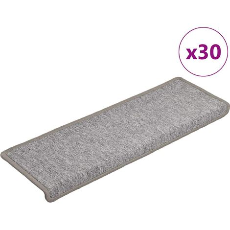 Tapis d'escalier 30 pièces-Moquette d'escalier-Tapis de marches 65 x 21 x 4 cm Gris clair Bord rectangulaire 513274 (1/5)
