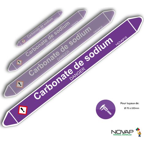 Planche de 2 marqueurs de tuyauterie 450 x 52 mm pour Ø 70 à 100 mm - Carbonate de sodium - 4708980