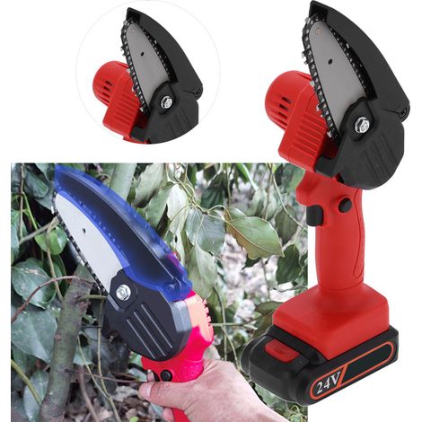Verbesserte rote Miniatur-Kettensäge FYD-003, kleine wiederaufladbare Lithium-Kettensäge, europäischer Standard AC110-240V (1/5)