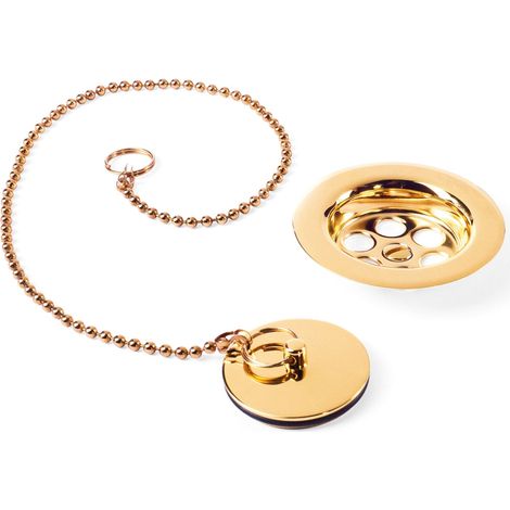 TRES 03474601OR Cazoleta Plana Rejilla con Cadenilla y Tapa Color Oro 24K Brillo (1/2)