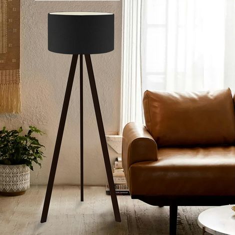 Pier Import – Lampadaire trépied noir moderne – Abat-jour tissu 38cm – Hauteur 140cm – Éclairage élégant pour décoration intérieure (1/3)