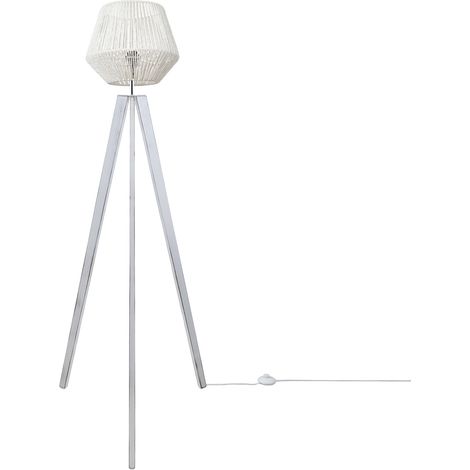 Paco Home Stehlampe Modern Wohnzimmer Schlafzimmer Rattan Optik Boho Korb Stehleuchte E27  Weiß (Ø33 cm),  Stehleuchte Weiß