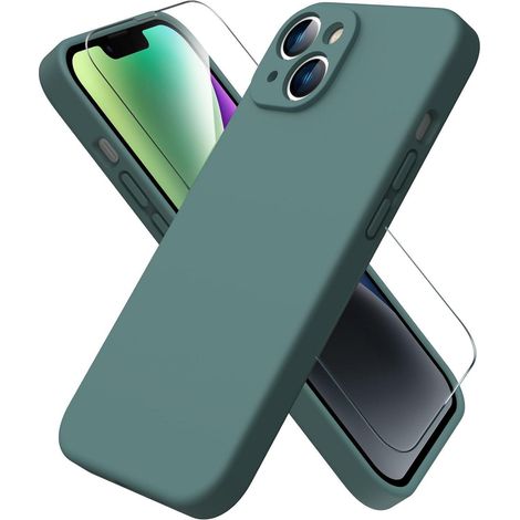 Coque en silicone liquide pour iPhone 14 (6.1") avec protection d'écran intégrée (1/5)