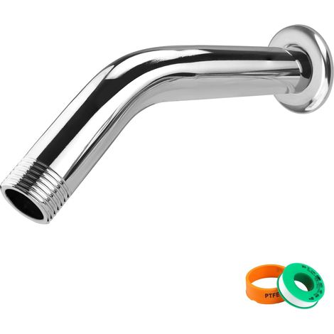 Rallonge de Pommeau de Douche 15 cm en Acier Inoxydable, Finition Chromée avec Bande de Valve et Base Décorative, Compatible avec Pommeaux de Douche Fixes et Extensibles (1/5)