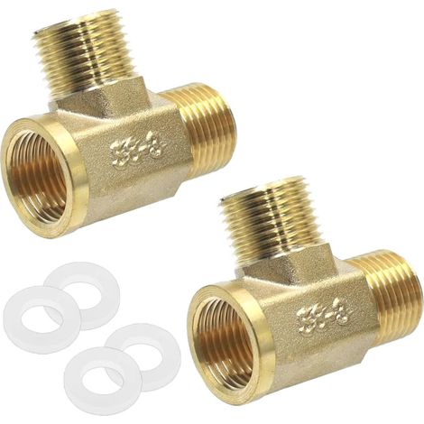 2 Pièces Raccord en T Laiton 1/2" Raccords pour Tuyaux AG×AG×IG avec 4×Joint D'étanchéité Raccord Plomberie pour Raccordement de Tuyaux D’air Eau Gaz (1/5)